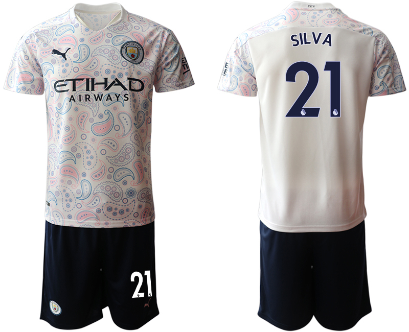 Men 2020-2021 club Manchester City away #21 white Soccer Jerseys->manchester city jersey->Soccer Club Jersey